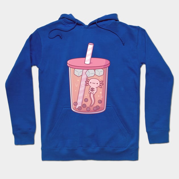 Cute Axolotl Swimming In Bubble Tea Hoodie by rustydoodle